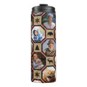 家族の写真コラージュ15レッドブラックバッファロープレイド タンブラー (正面)