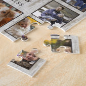 家族の写真コラージュ15写真名Wood Grain ジグソーパズル (側面)