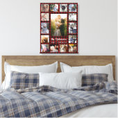 家族の写真コラージュ15 +名前レッドバッファロープレイド キャンバスプリント (インサイチュ (寝室))