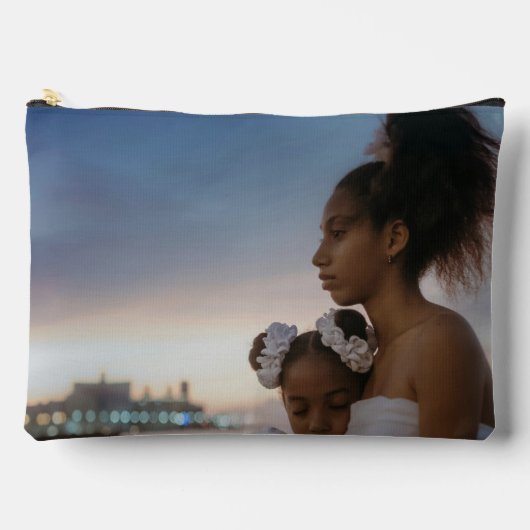 家族の写真コラージュ2枚フォト両面 アクセサリーポーチ (正面)