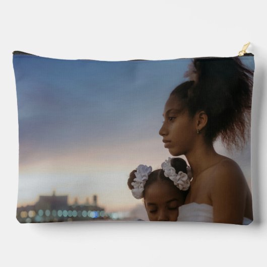 家族の写真コラージュ2枚フォト両面 アクセサリーポーチ (裏面)