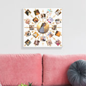 家族の写真コラージュ21写真かわいらしホワイト金ゴールド キャンバスプリント (インサイチュ (リビング))