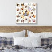 家族の写真コラージュ21写真かわいらしホワイト金ゴールド キャンバスプリント (インサイチュ (寝室))