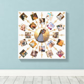 家族の写真コラージュ21写真かわいらしホワイト金ゴールド キャンバスプリント (インサイチュ (ウッドフロア))