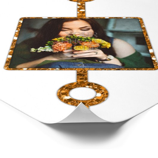 家族の写真コラージュ21写真かわいらしホワイト金ゴールド ポスター (角)