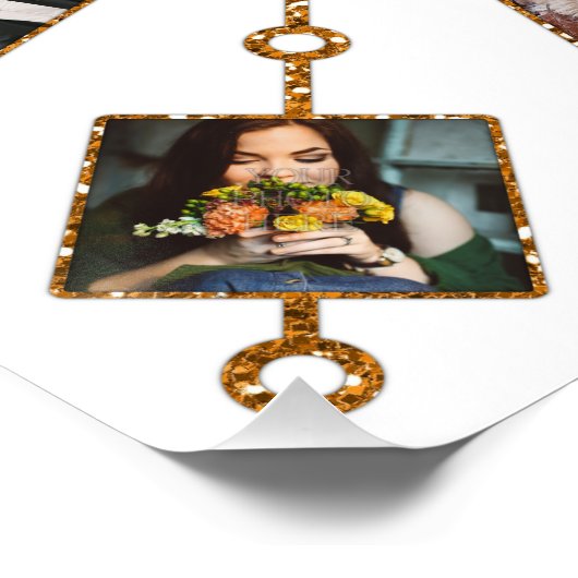 家族の写真コラージュ21写真かわいらしホワイト金ゴールド ポスター (コーナー)