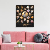 家族の写真コラージュ21写真ブラック金ゴールド+名前 キャンバスプリント (インサイチュ (リビング))