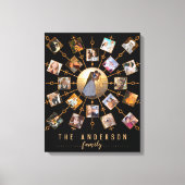 家族の写真コラージュ21写真ブラック金ゴールド+名前 キャンバスプリント (正面)