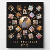 家族の写真コラージュ21写真ブラック金ゴールド+名前 フォトプラーク (正面)