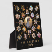 家族の写真コラージュ21写真ブラック金ゴールド+名前 フォトプラーク (側面)