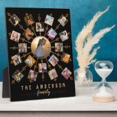 家族の写真コラージュ21写真ブラック金ゴールド+名前 フォトプラーク (側面)