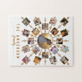 家族の写真コラージュ21写真白金ゴールド+名前 ジグソーパズル (横)