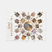 家族の写真コラージュ21写真白金ゴールド+名前 フリースブランケット (正面(横))