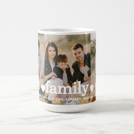 家族の写真コラージュ3写真最高の家族今まで可愛い コーヒーマグカップ (中央)