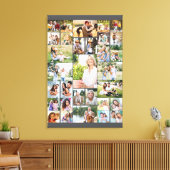 家族の写真コラージュ31写真ダークグレートール キャンバスプリント (インサイチュ (リビング))