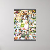 家族の写真コラージュ31写真ダークグレートール キャンバスプリント (正面)