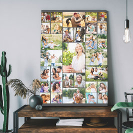 家族の写真コラージュ31写真ダークグレートール キャンバスプリント