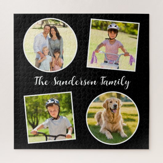 家族の写真コラージュ4写真 パーソナライズされた ジグソーパズル (縦)