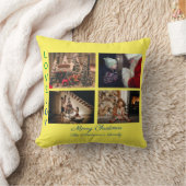 家族の写真コラージュ4枚の写真メリークリスマス クッション (ブランケット)