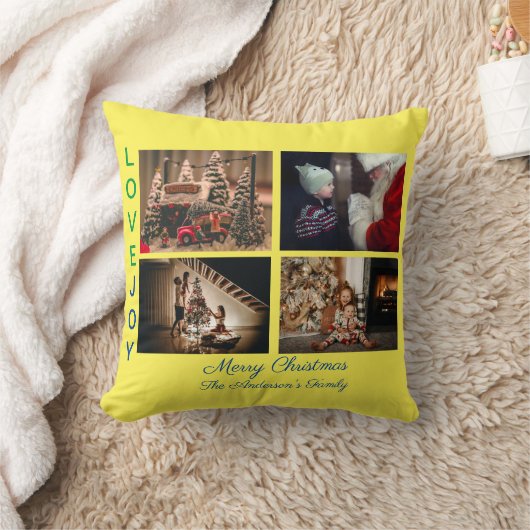 家族の写真コラージュ4枚の写真メリークリスマス クッション (ブランケット)