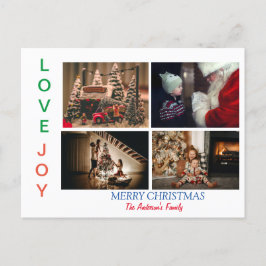 家族の写真コラージュ4枚の写真メリークリスマス ポストカード
