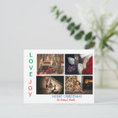 家族の写真コラージュ4枚の写真メリークリスマス ポストカード (スタンド正面)