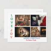 家族の写真コラージュ4枚の写真メリークリスマス ポストカード (正面/裏面)