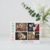 家族の写真コラージュ4枚の写真メリークリスマス ポストカード (スタンド正面)