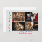 家族の写真コラージュ4枚の写真メリークリスマス ポストカード (正面/裏面)