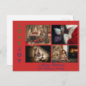 家族の写真コラージュ4枚の写真メリークリスマスP ポストカード (正面/裏面)