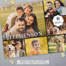 家族の写真コラージュ6写真名黒 ジグソーパズル