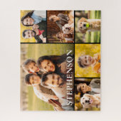 家族の写真コラージュ6写真名黒 ジグソーパズル (縦)