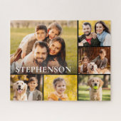 家族の写真コラージュ6写真名黒 ジグソーパズル (横)