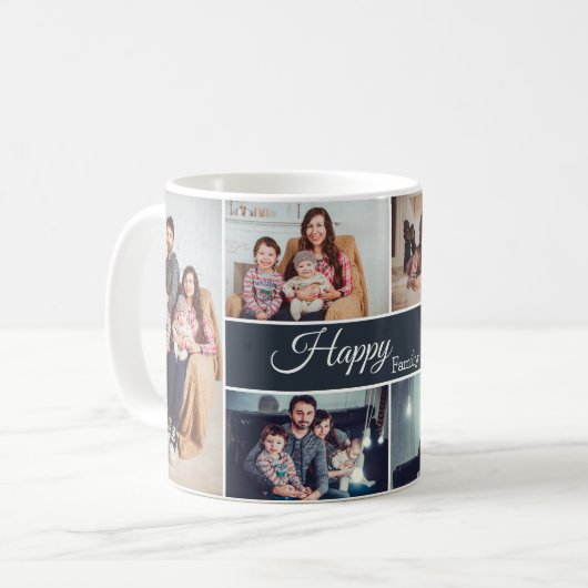 家族の写真コラージュ6枚の写真コーヒーマグ コーヒーマグカップ (正面左)