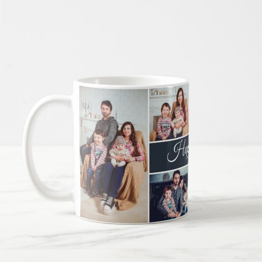 家族の写真コラージュ6枚の写真コーヒーマグ コーヒーマグカップ (左)