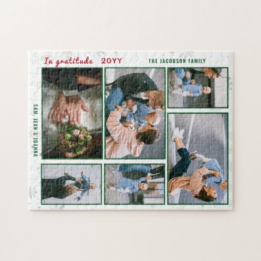 家族の写真コラージュ6枚の画像(白パーソナライズされた) ジグソーパズル (横)