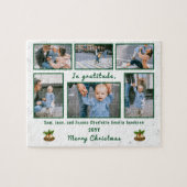 家族の写真コラージュ6枚の画像(白パーソナライズされた) ジグソーパズル (横)