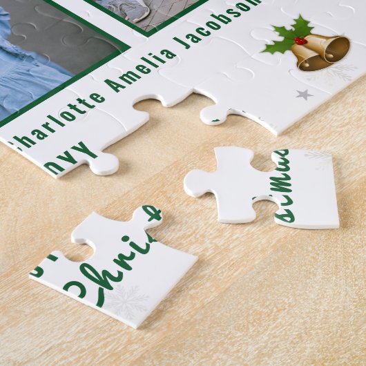 家族の写真コラージュ6枚の画像(白パーソナライズされた) ジグソーパズル (側面)