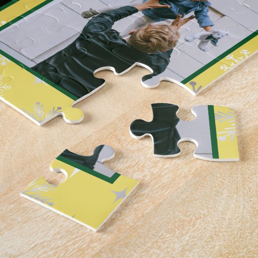 家族の写真コラージュ6画像ゴールデンパーソナライズされた ジグソーパズル (側面)