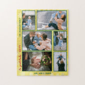 家族の写真コラージュ6画像ゴールデンパーソナライズされた ジグソーパズル (縦)