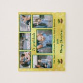 家族の写真コラージュ6画像ゴールデンパーソナライズされた ジグソーパズル (縦)