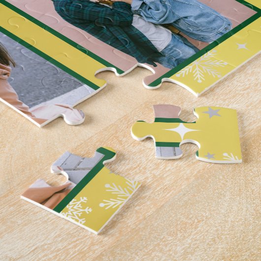 家族の写真コラージュ6画像ゴールデンパーソナライズされた ジグソーパズル (側面)