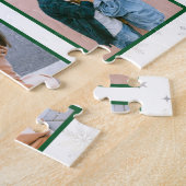 家族の写真コラージュ6画像ホワイトミニマリスト ジグソーパズル (側面)