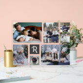 家族の写真コラージュ7写真+モノグラムホワイト簡単 アクリルサイン (ウェディング)