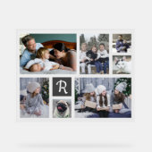 家族の写真コラージュ7写真+モノグラムホワイト簡単 アクリルサイン (正面)