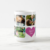 家族の写真コラージュ7枚の写真名前をカスタムする文字 コーヒーマグカップ (中央)