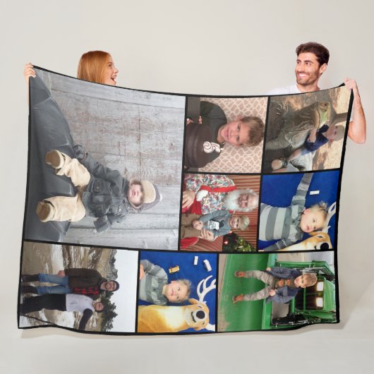 家族の写真コラージュ8枚 フリースブランケット (インサイチュ)