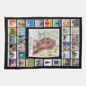 家族の写真コラージュ キッチンタオル (横)