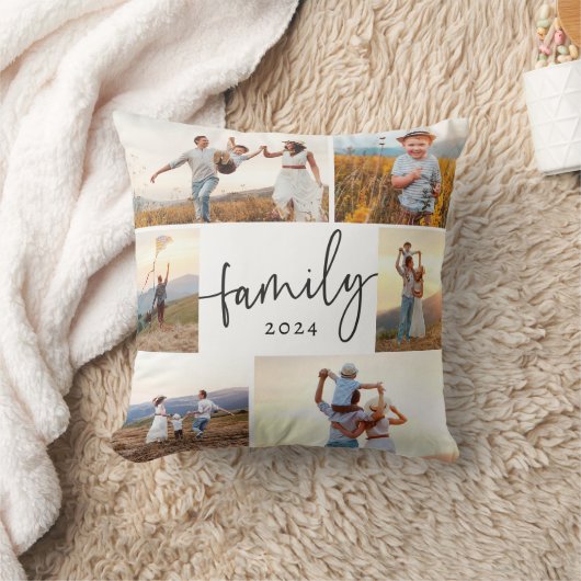 家族の写真コラージュ クッション (ブランケット)