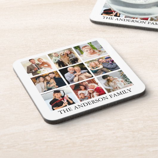 家族の写真コラージュ コースター (左側)